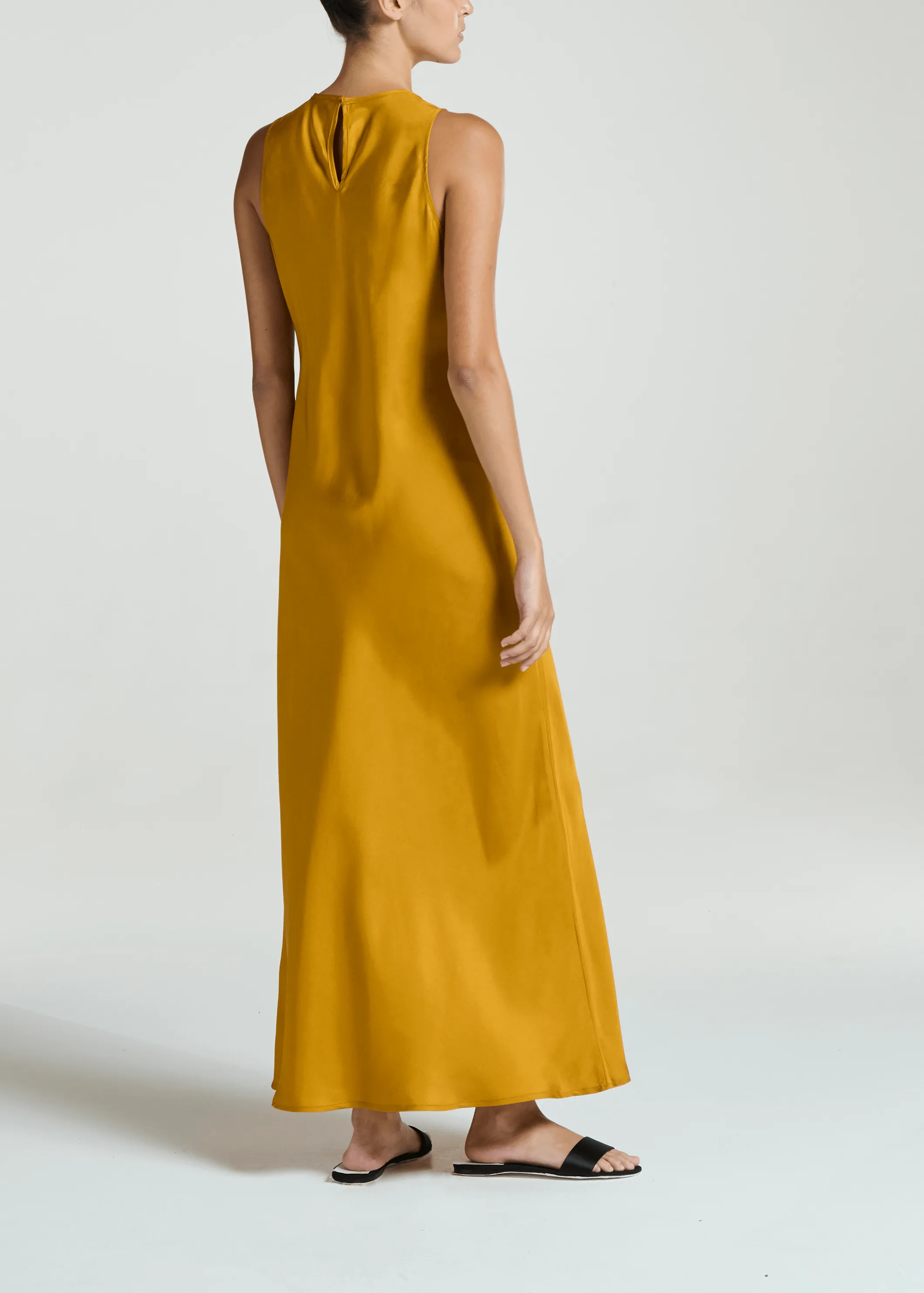 Valencia Dress Ochre Silk Twill