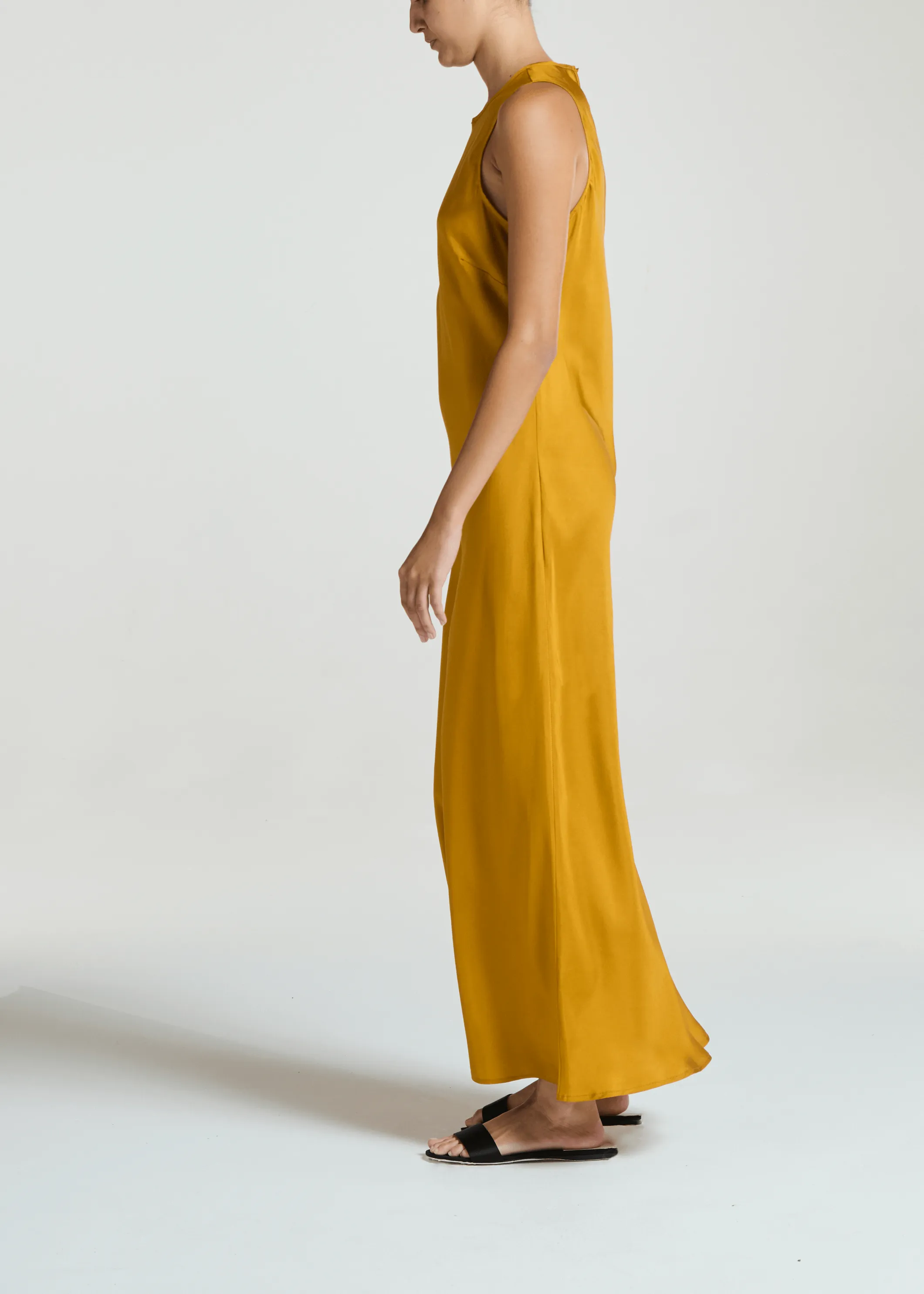 Valencia Dress Ochre Silk Twill