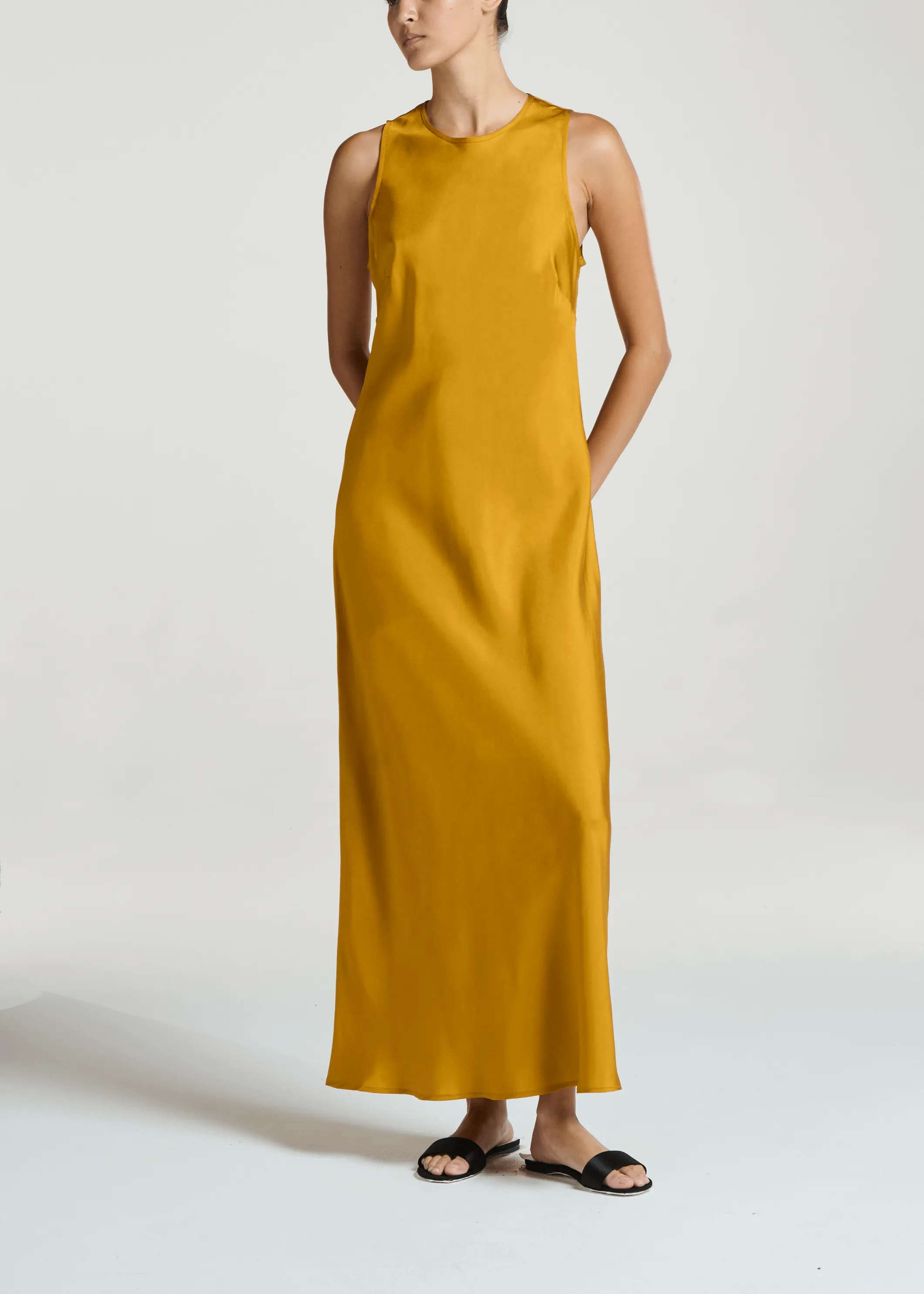 Valencia Dress Ochre Silk Twill