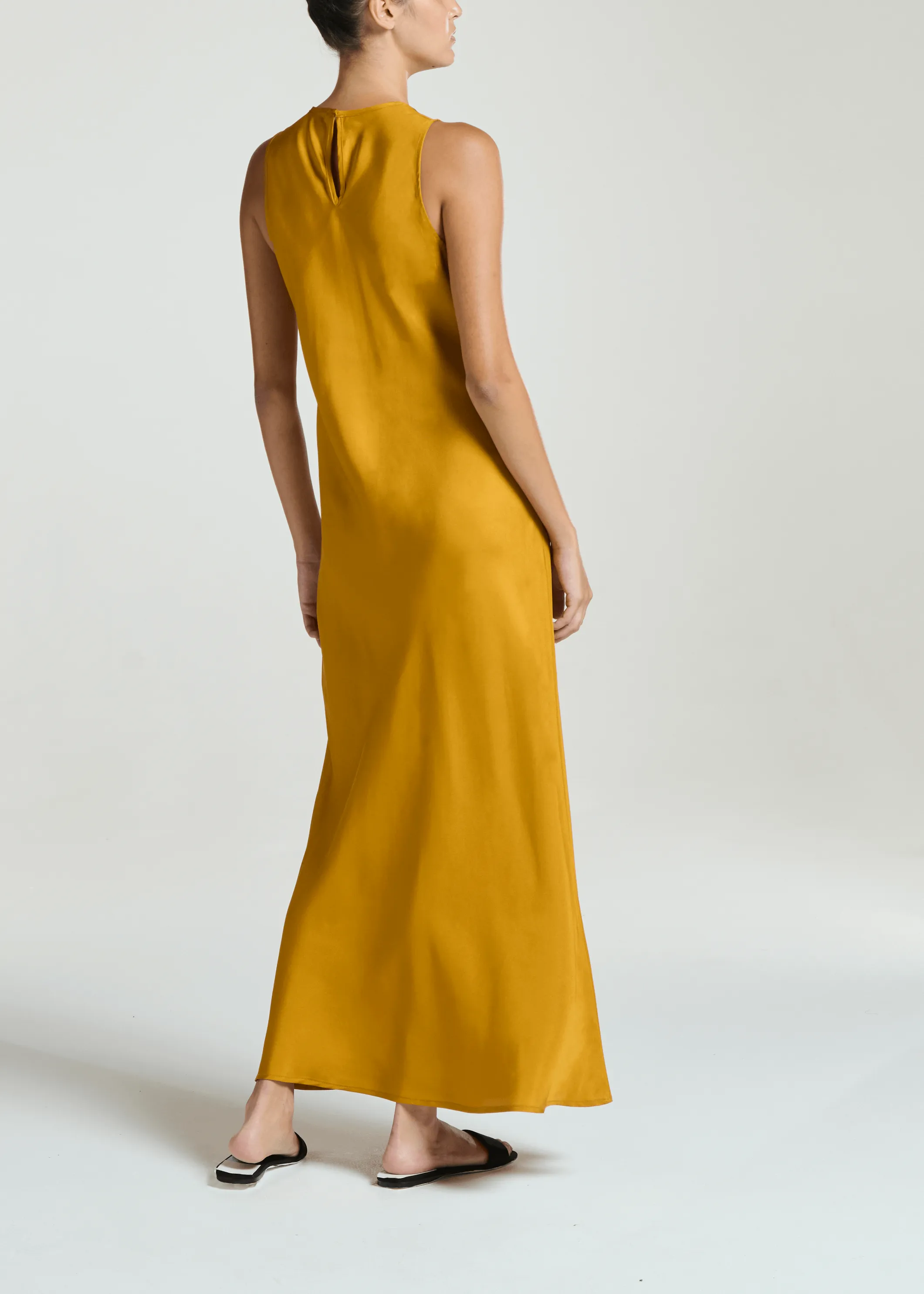 Valencia Dress Ochre Silk Twill