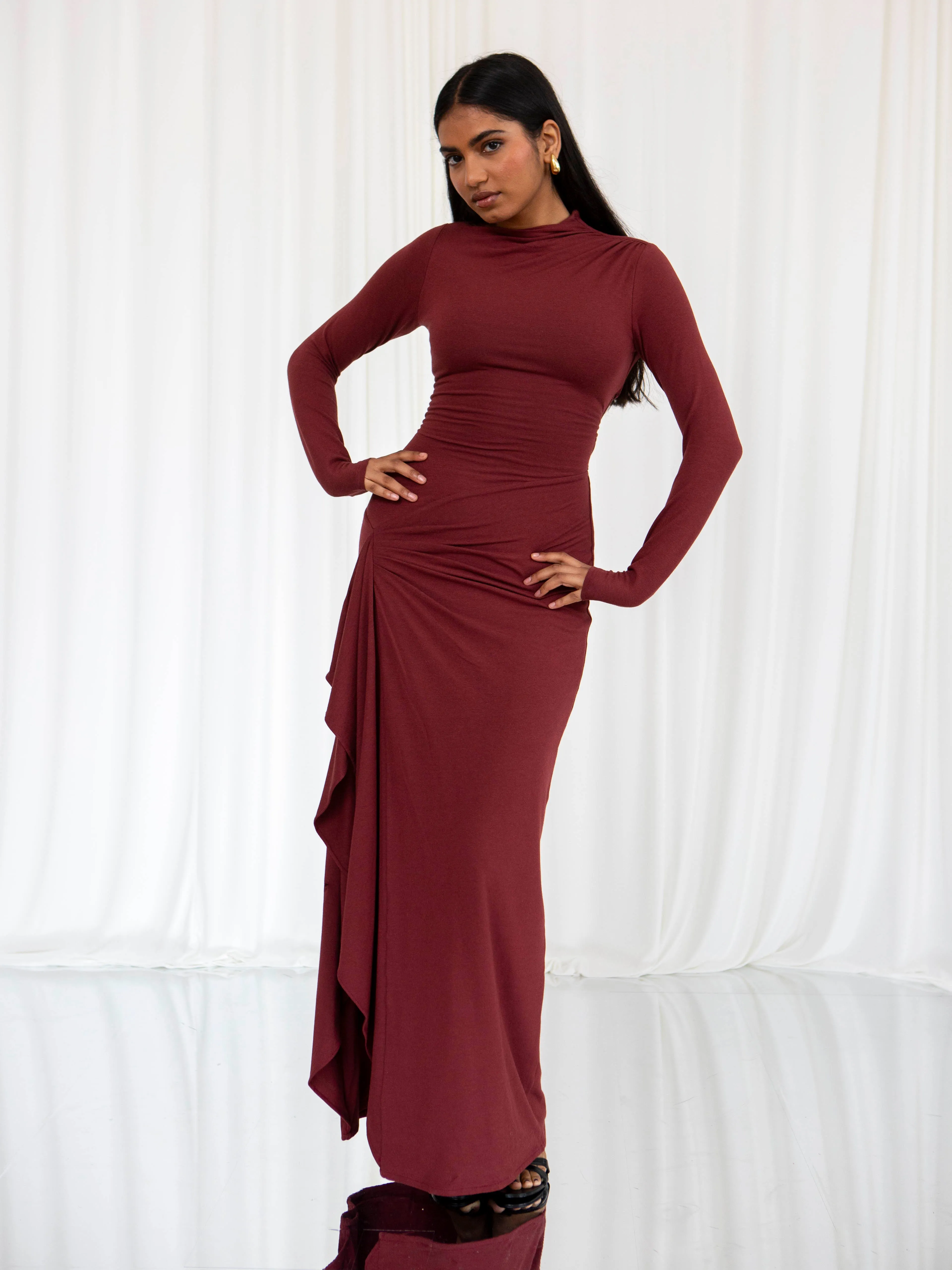 Venus Long Sleeve Dress in Bamboo