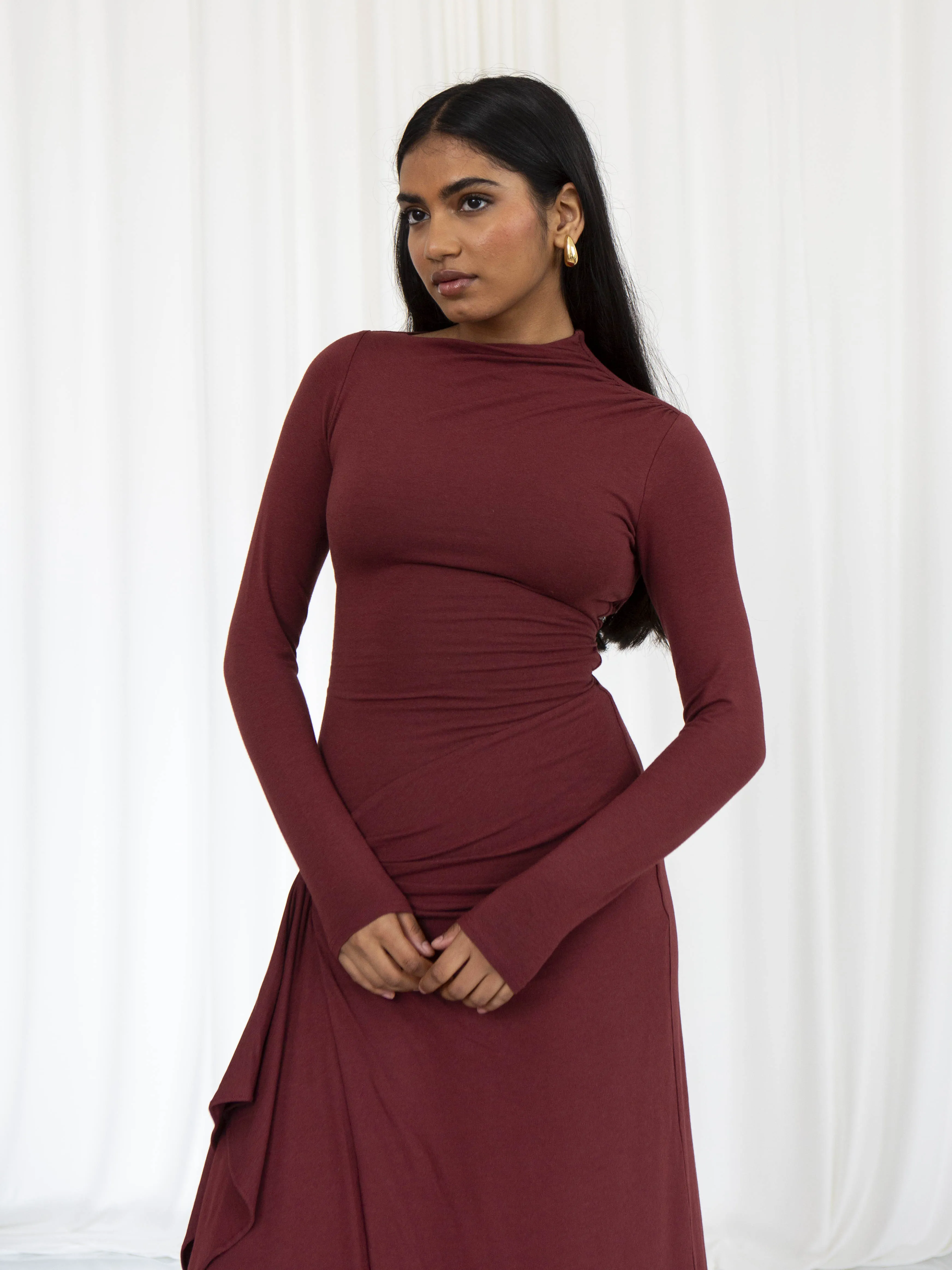 Venus Long Sleeve Dress in Bamboo