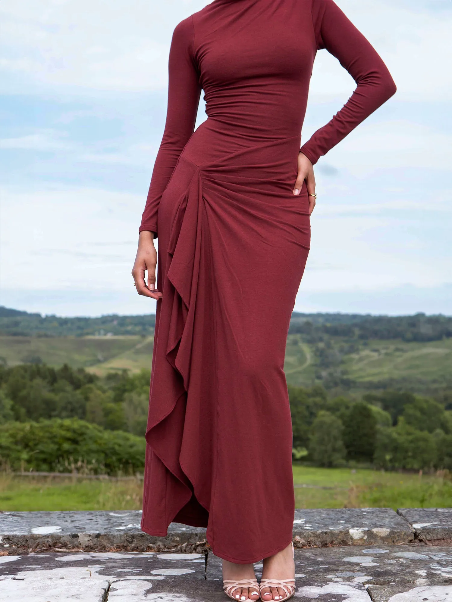 Venus Long Sleeve Dress in Bamboo