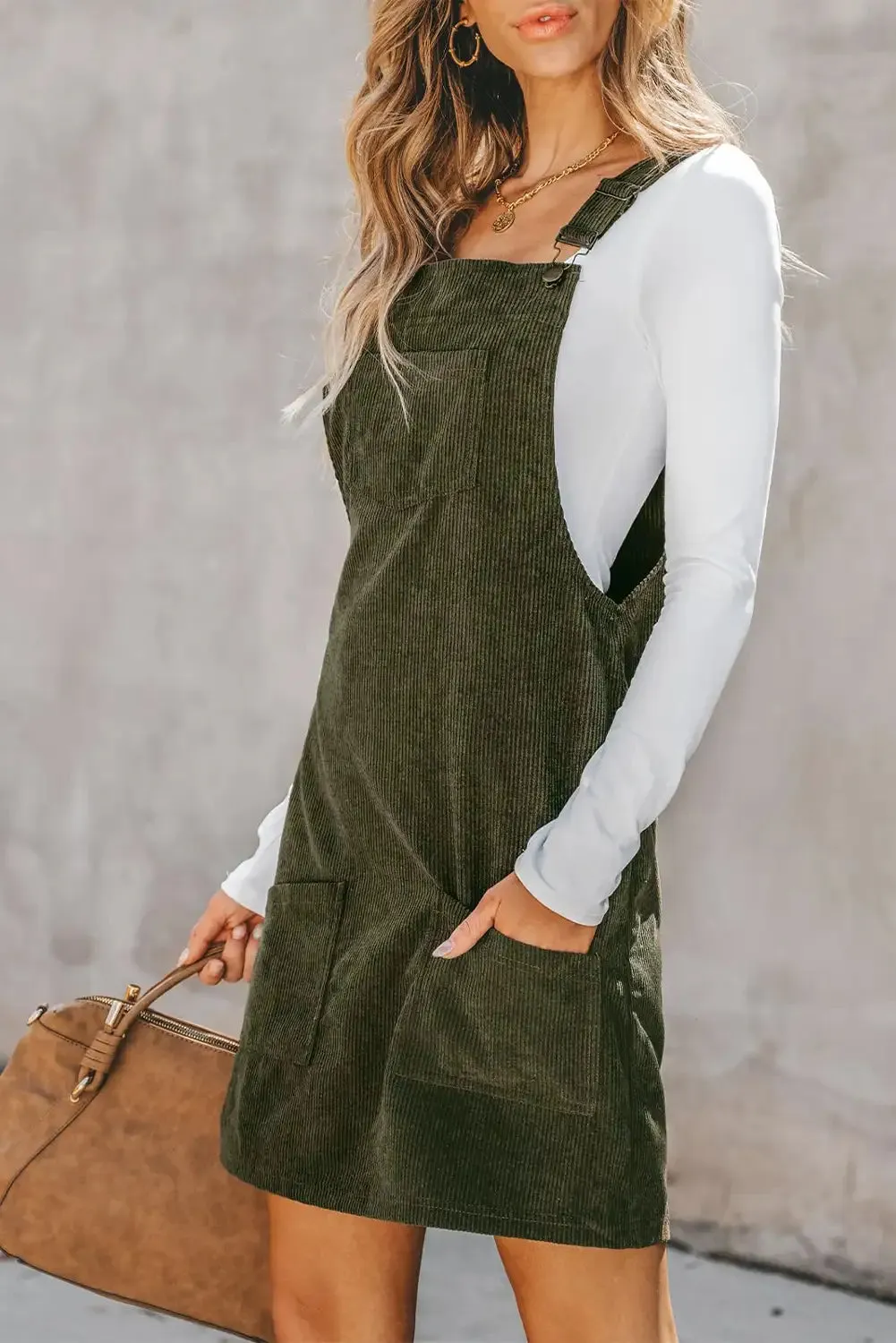 Vineyard Green Corduroy Overall Dress