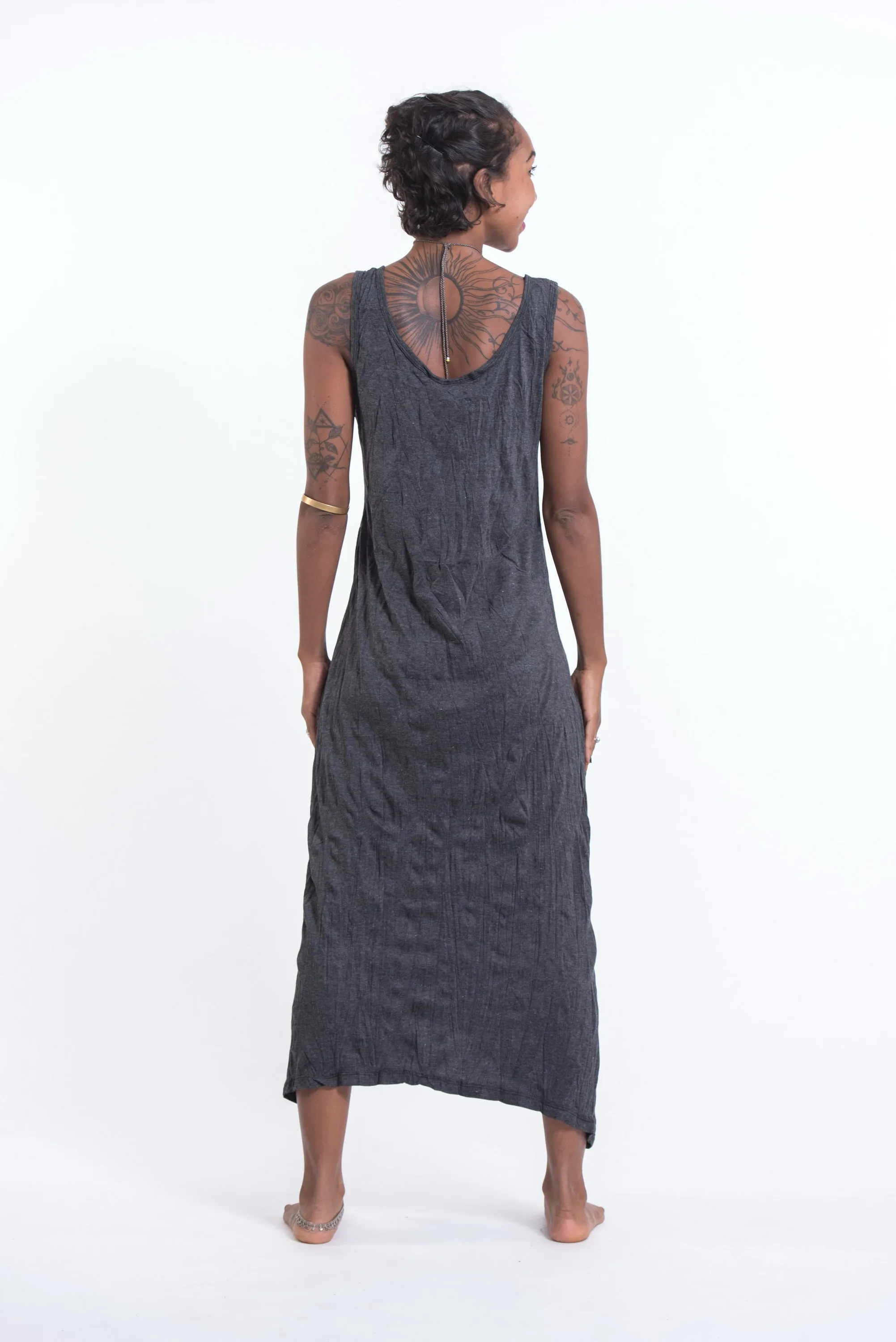 Womens Infinitee Om Long Tank Dress in Silver on Black