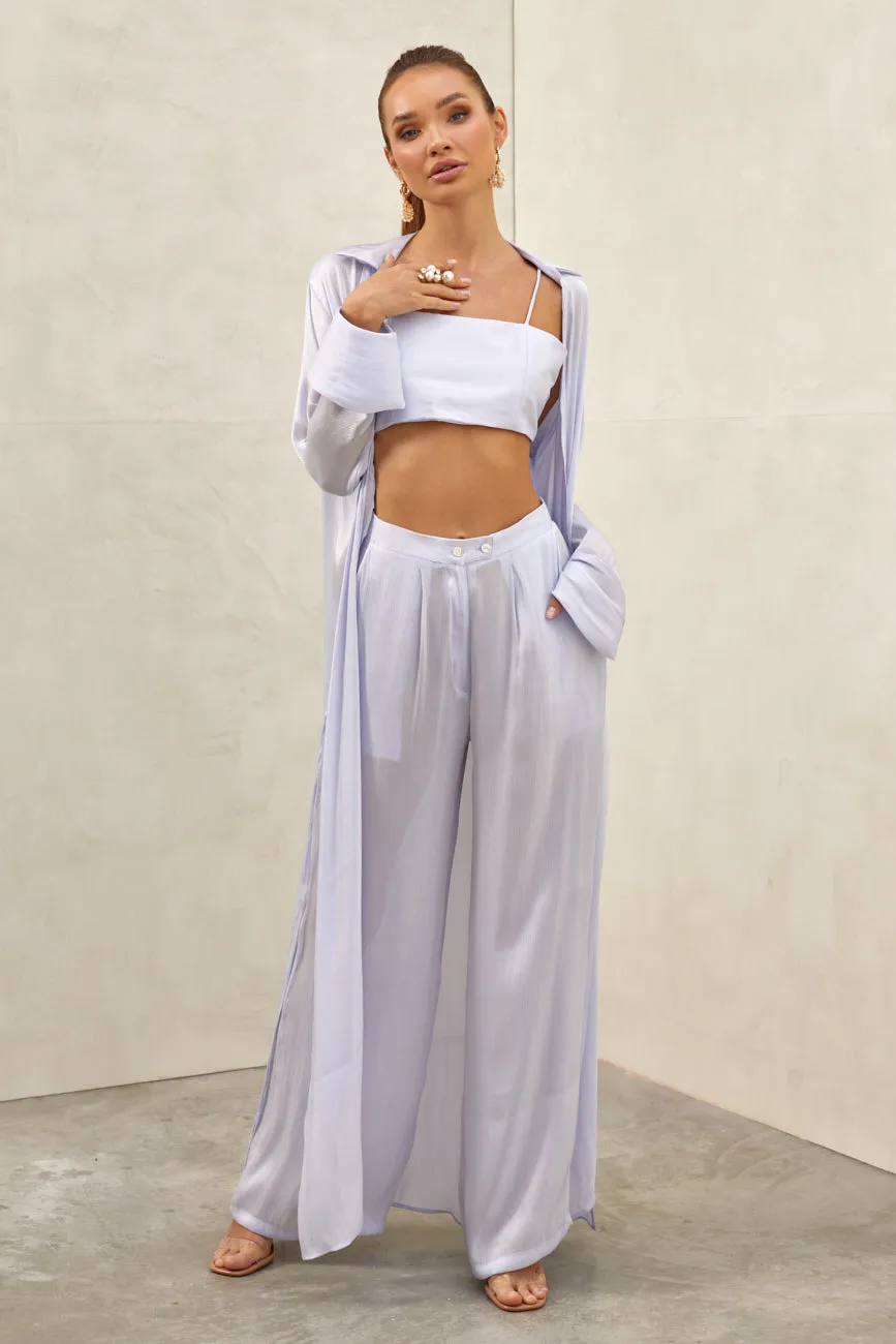 Zura Shimmer Maxi Duster Jacket Lilac