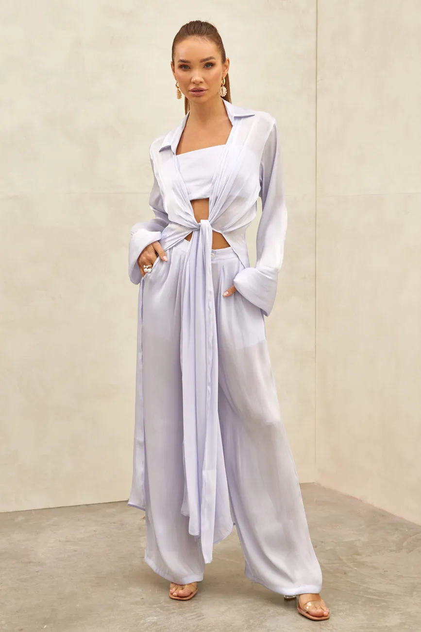 Zura Shimmer Maxi Duster Jacket Lilac